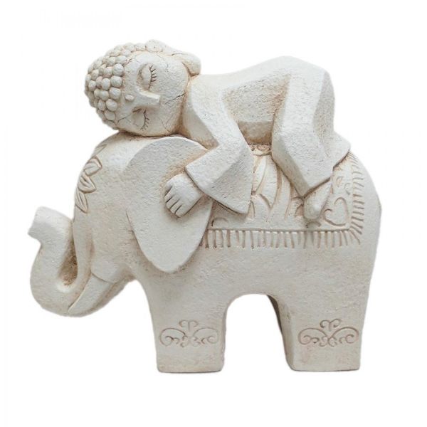Buddha With Elephant Statue - 47cm