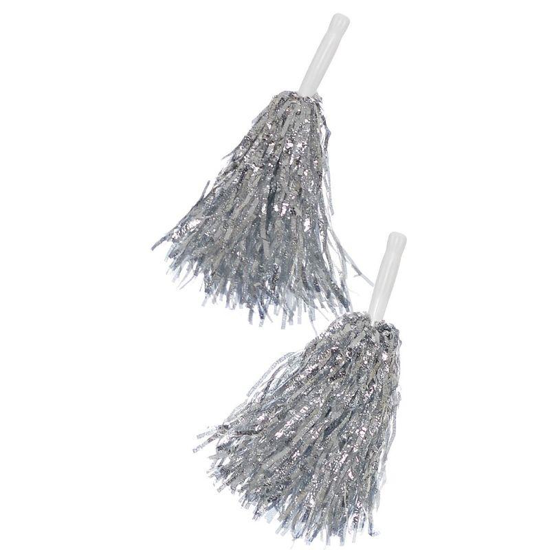 2 Pack Silver Cheerleader Pom Pom - 80g