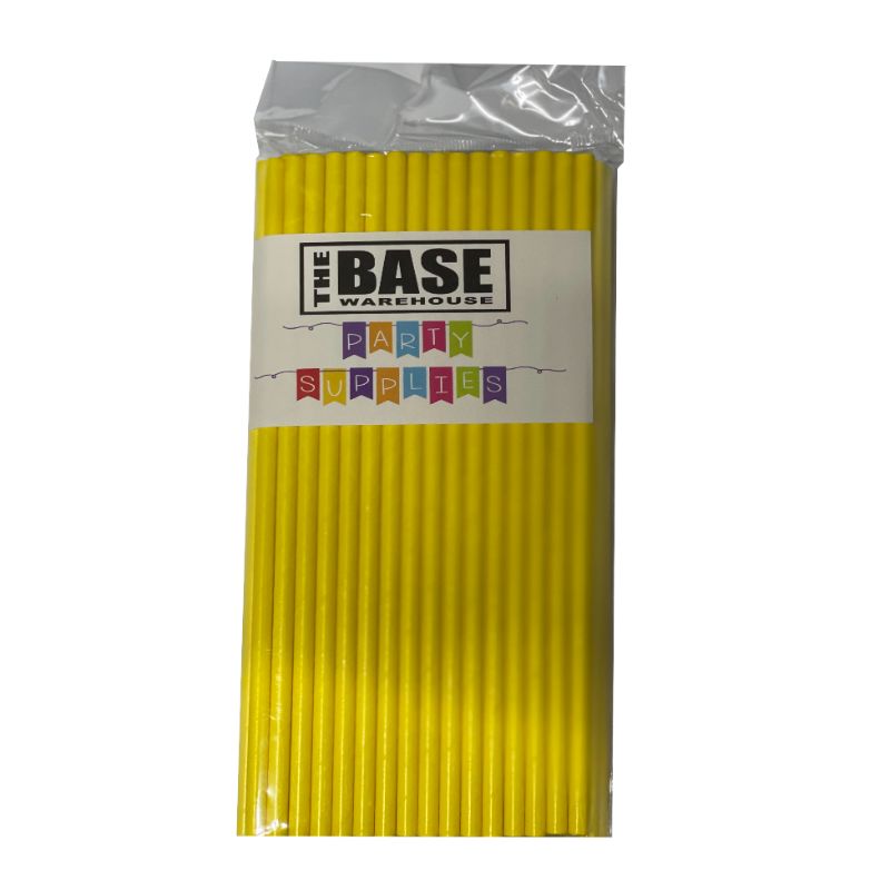 80 Pack Yellow Paper Straws - 0.6cm x 19.7cm
