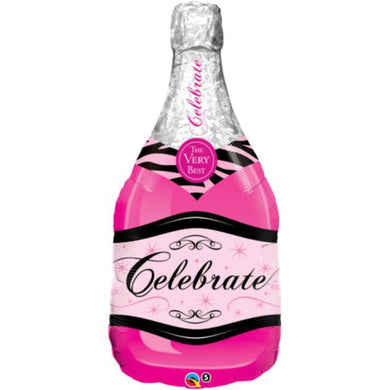 Celebrate Pink Bubbly Wine Bottle Foil Balloon - 99cm - The Base Warehouse