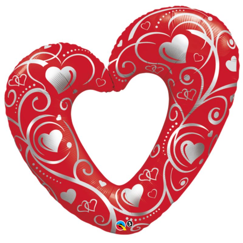 Red Filigree Heart Shape Foil Balloon - 106cm