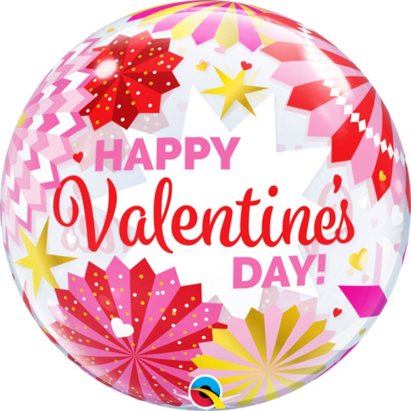 Single Bubble Valentine Day Paper Fan Balloon - 55cm