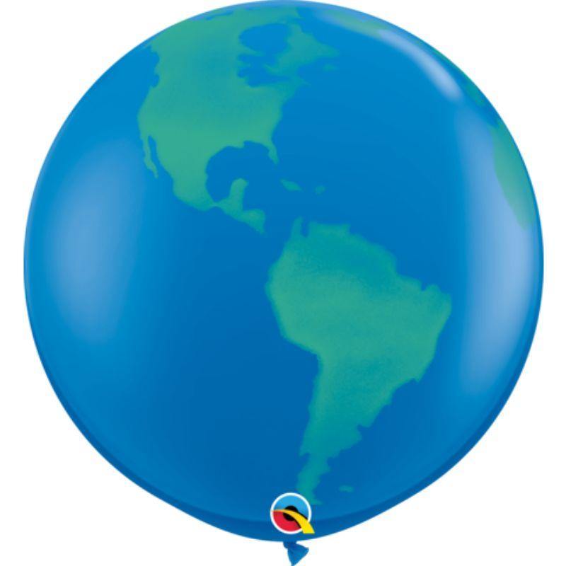 Dark Blue Globe Qualatex Latex Balloon - 90cm - The Base Warehouse