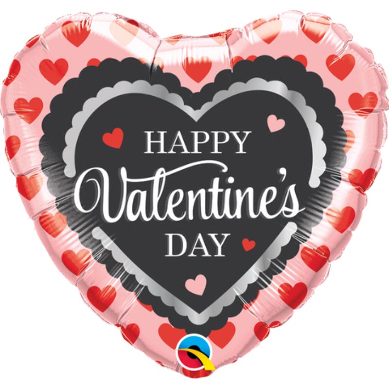 Valentines Scalloped Trim Heart Foil Balloon - 45cm