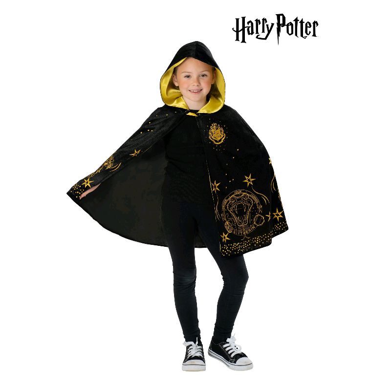 Kids Hogwarts Black & Gold Hooded Robe - Size 9 Plus