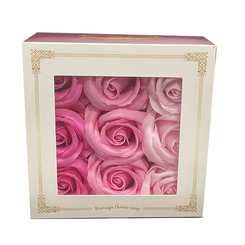 Box of 9 Rose Flower Soaps - 12cm