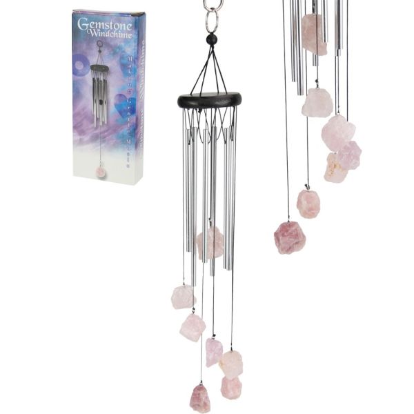 Rose Quartz Chime with Silver Tubes