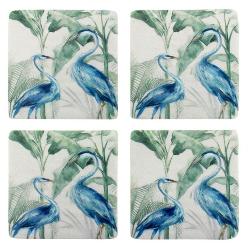 4 Set Cranes Resin Coastsers - 10cm