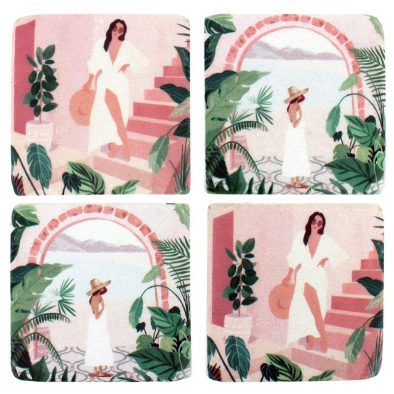 4 Set Leisure Life Resin Coasters - 10cm