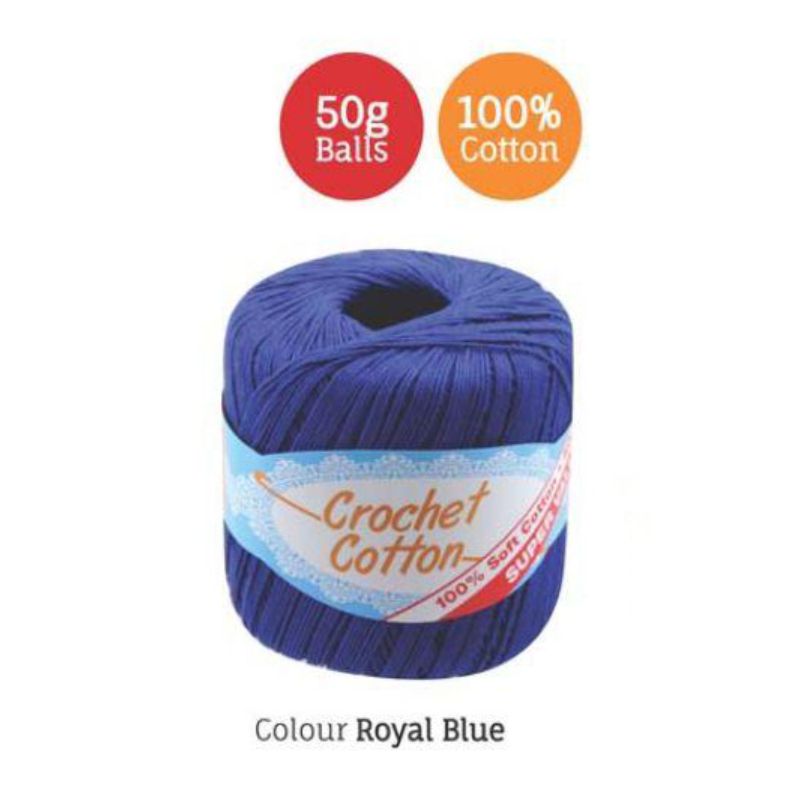 Royal Blue Crochet Cotton - 50g
