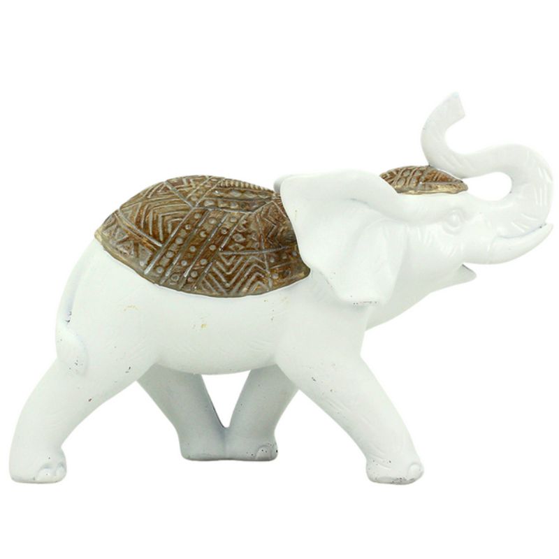 White Meena Elephant Statue - 16cm x 11.5cm