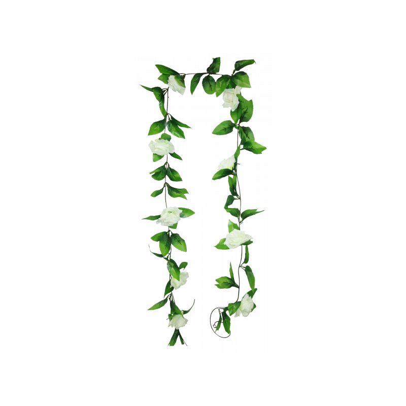 White 9 Flowers Rose Garland - 200cm