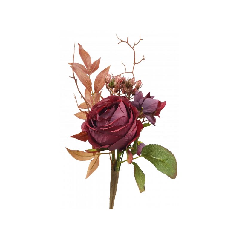 Burgundy Dried Rose Hydrangea Bouquet - 29cm x 14cm