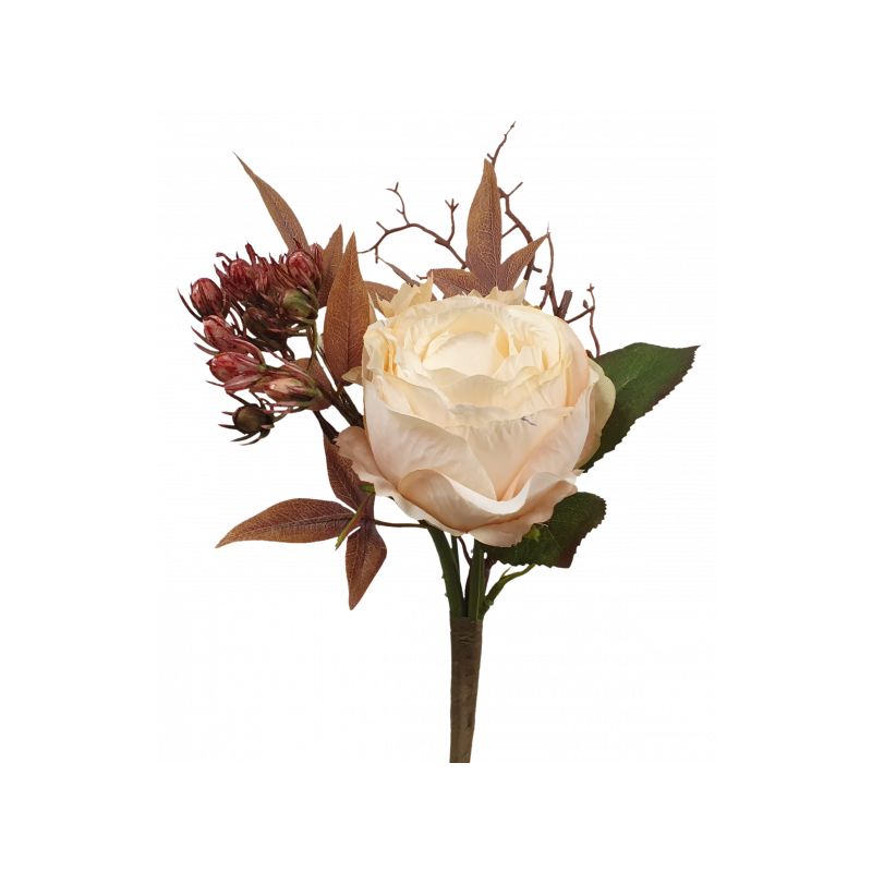Cream Dried Rose & Hydrangea Bouquet - 29cm x 14cm
