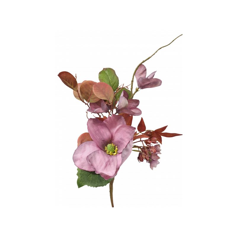 Mauve Dried Magnolia Hydrangea Frangipani Bouquet - 45cm