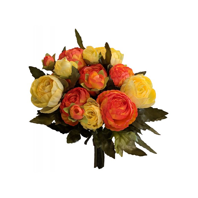Orange & Yellow Ranunculus x 12 Bouquet - 21cm