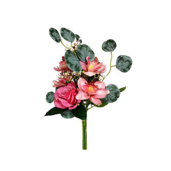 Pink Rose Cymbidium Eucalyptus Bouquet - 46cm
