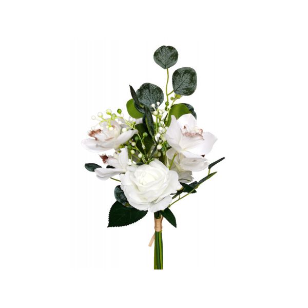 White Rose Cymbidium Eucalyptus Bouquet - 46cm