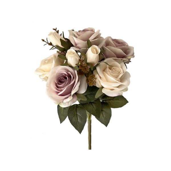 Dusty Lavender Cream Rose Bush x 9 - 39cm