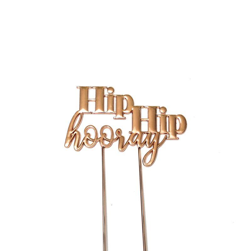 Rose Gold Plated HIP HIP HOORAY Cake Topper - 16.5cm x 8cm