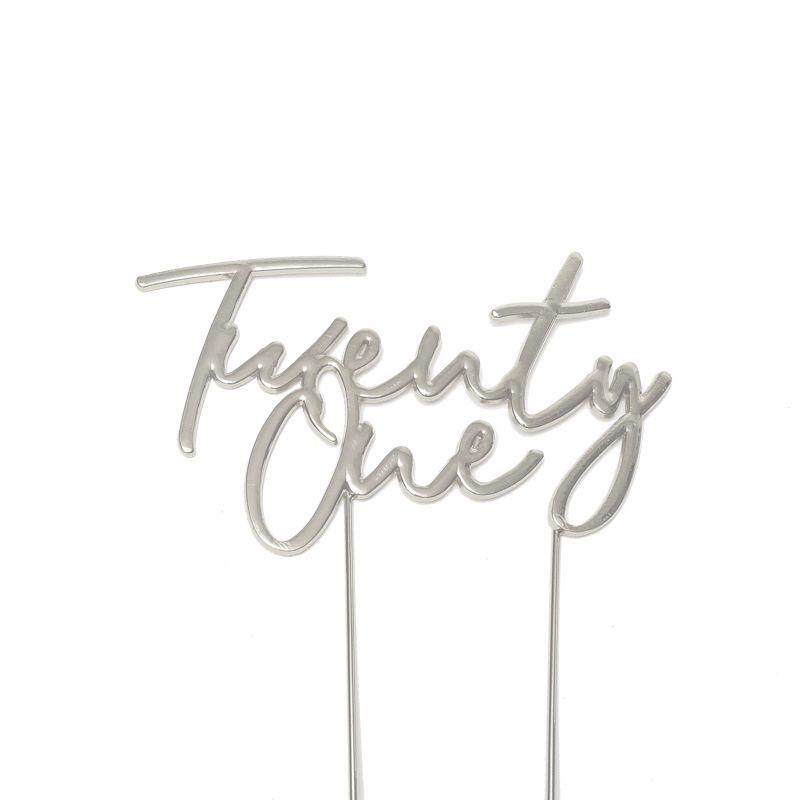 Silver Plated TWENTY ONE Cake Topper - 17.5cm x 10cm