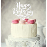 Load image into Gallery viewer, White Happy Birthday Cake Topper - 13cm x 17cm