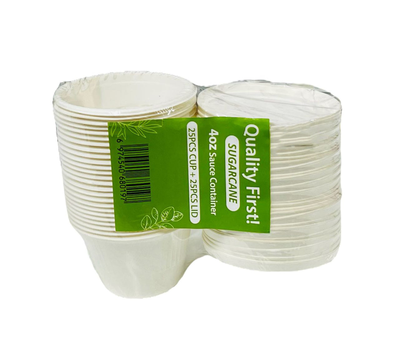 25 Pack Sugar Cane Sauce Container With Lids - 4oz