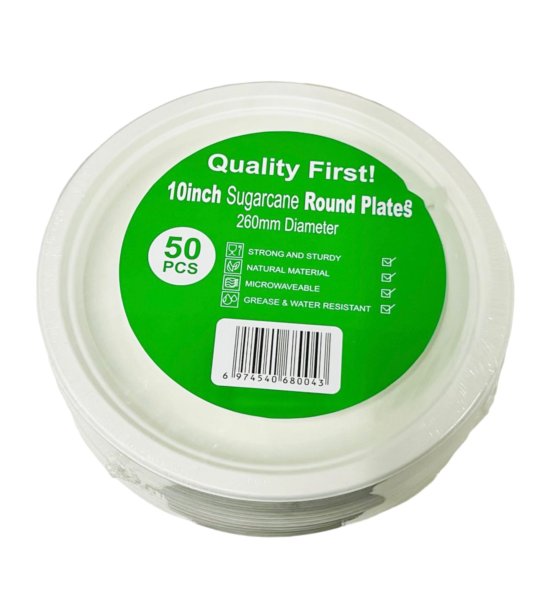 50 Pack Sugar Cane Round Plates - 25.4cm