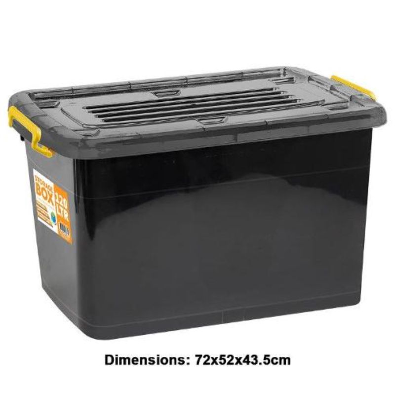 120L Black Storage Box - 72cm x 52cm x 43.5cm