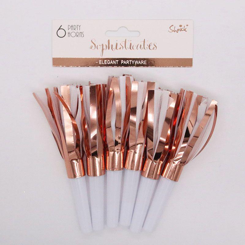 6 Pack Rose Gold Blower Horns