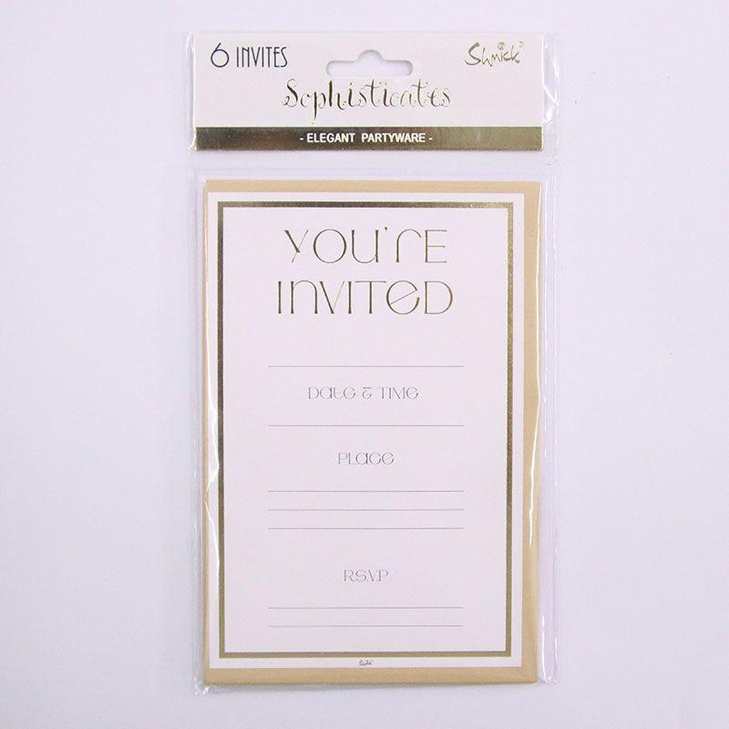 6 Pack Champagne Gold Youre Invited Invitation Cards