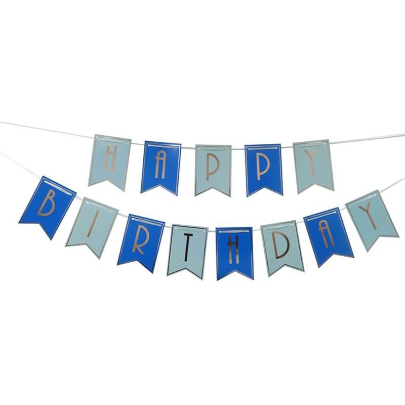 Blue & Gold Foil Happy Birthday Banner