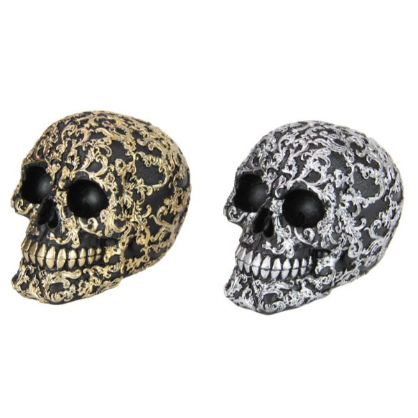Gold & Silver Finish Black Skull - 12cm