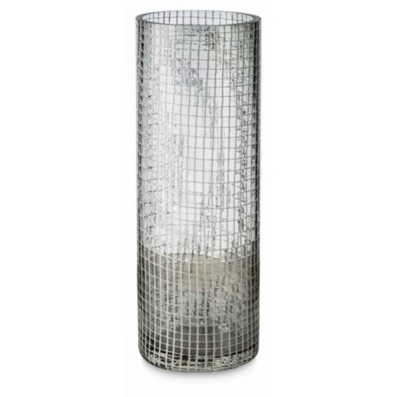 Glass Vase With White Net Medium - 12cm x 12cm x 24cm
