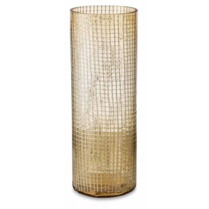 Glass Vase With White Net Medium - 12cm x 12cm x 24cm