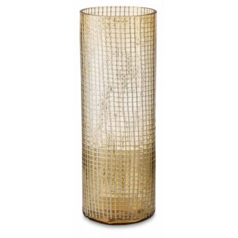 Glass Vase With White Net Medium - 12cm x 12cm x 24cm