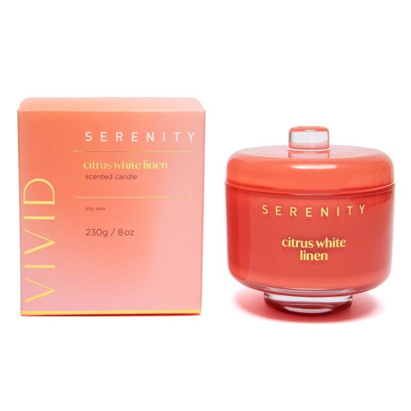Serenity Vivid Citrus White Linen Soy Wax Scented Candle - 230g