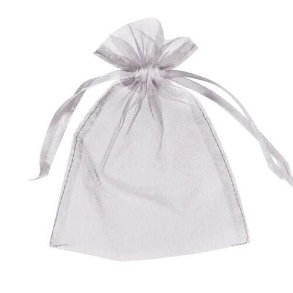 10 Pack Silver Organza Bag - 10cm x 14cm