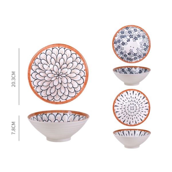 Oriental Special Glazed Round Bowl - 20.3cm x 7.8cm
