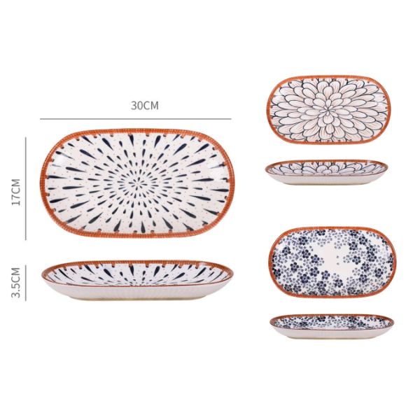 Oriental Special Glazed Oval Platter - 30cm x 17cm x 3.5cm