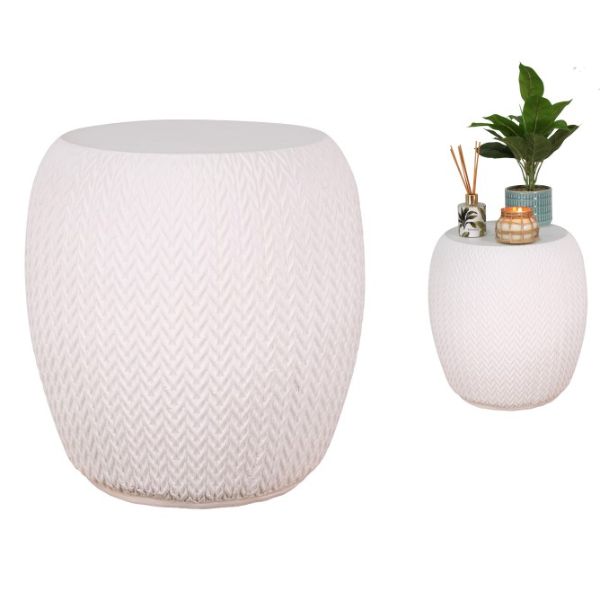 White Chevron Detailed Table - 40cm