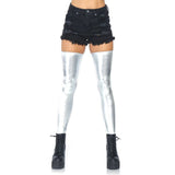 Load image into Gallery viewer, Womens Silver Wet Look Thigh Highs - M/L
