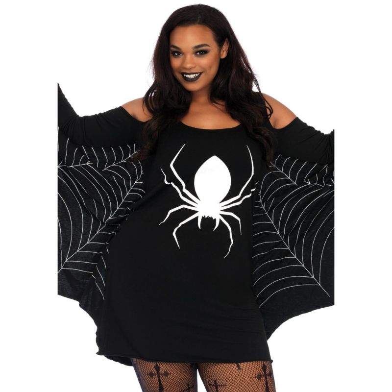 Womens Black & White Jersey Spiderweb Dress