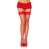 Load image into Gallery viewer, Womens Red Lycra Back Seam Fishnet With Silicone Lace Top