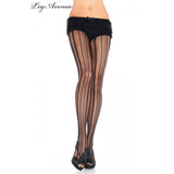 Load image into Gallery viewer, womens Black Vintage Pinstripe Net Pantyhose