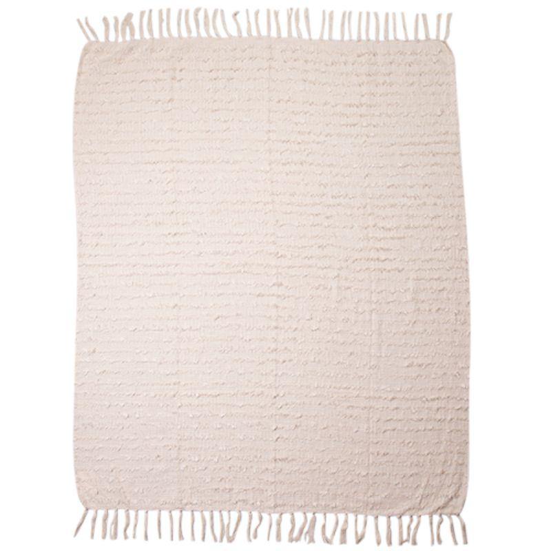 Natural Hand Woven Cotton Throw 1 - 125cm x 150cm - The Base Warehouse