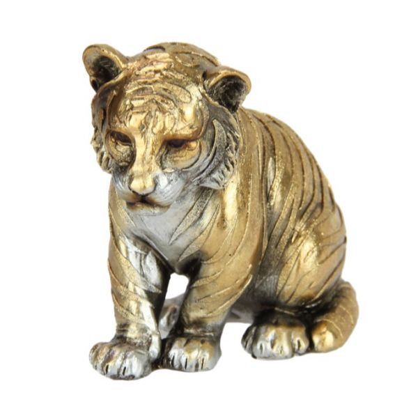 Gold Striped Tiger In Sitting Pose - 8cm