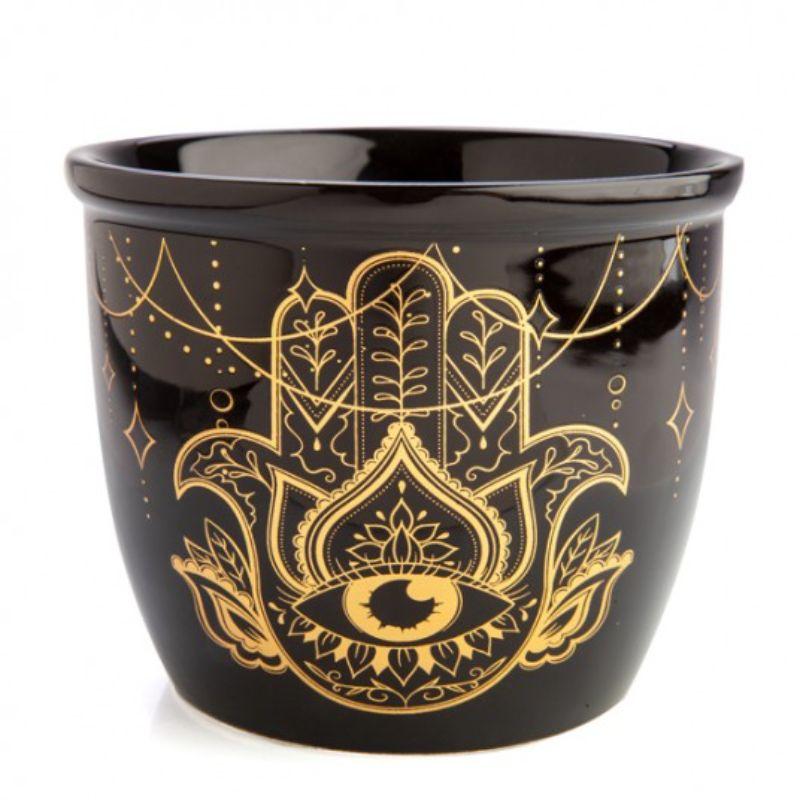 Wild Scents Hamsa Ceramic Smudge Bowl - 12.5cm x 12.5cm x 10.5cm