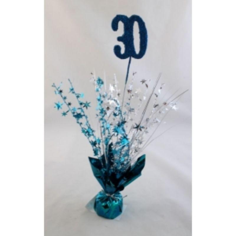 30 Turquoise Balloon Weight with Silver / Turquoise Stars & Grass