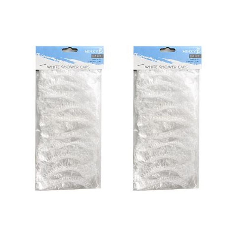 10 Pack White Shower Caps - 22cm